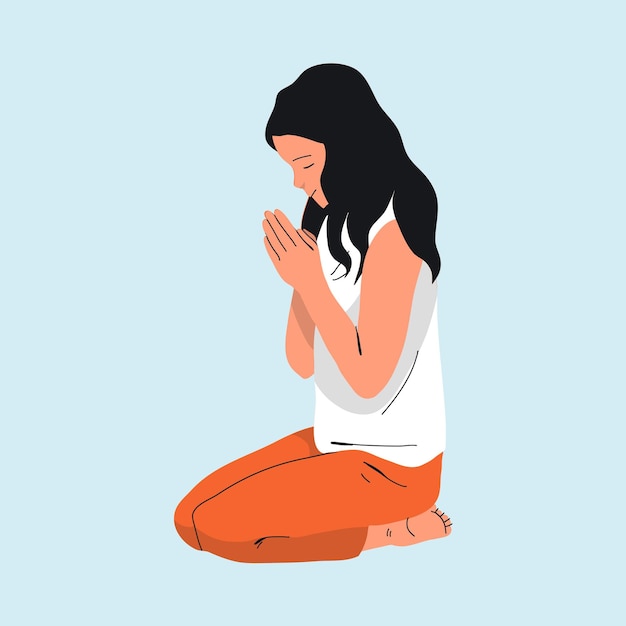 Vetor menina em oração