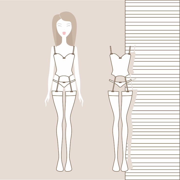 Vetor menina em roupa íntima calcinha feminina top bustier
