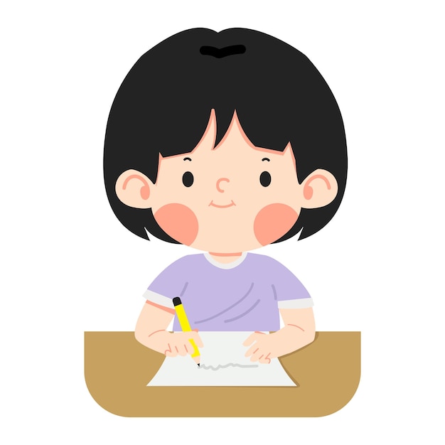 Menina fazendo lição de casa escrevendo