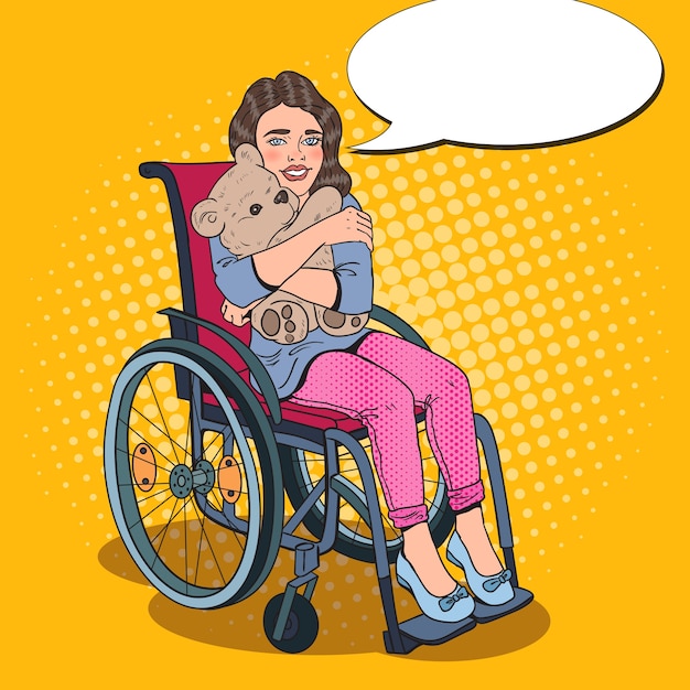 Menina feliz com deficiência em cadeira de rodas