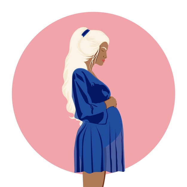 Menina grávida no fundo de um círculo ilustração vetorial de gravidez