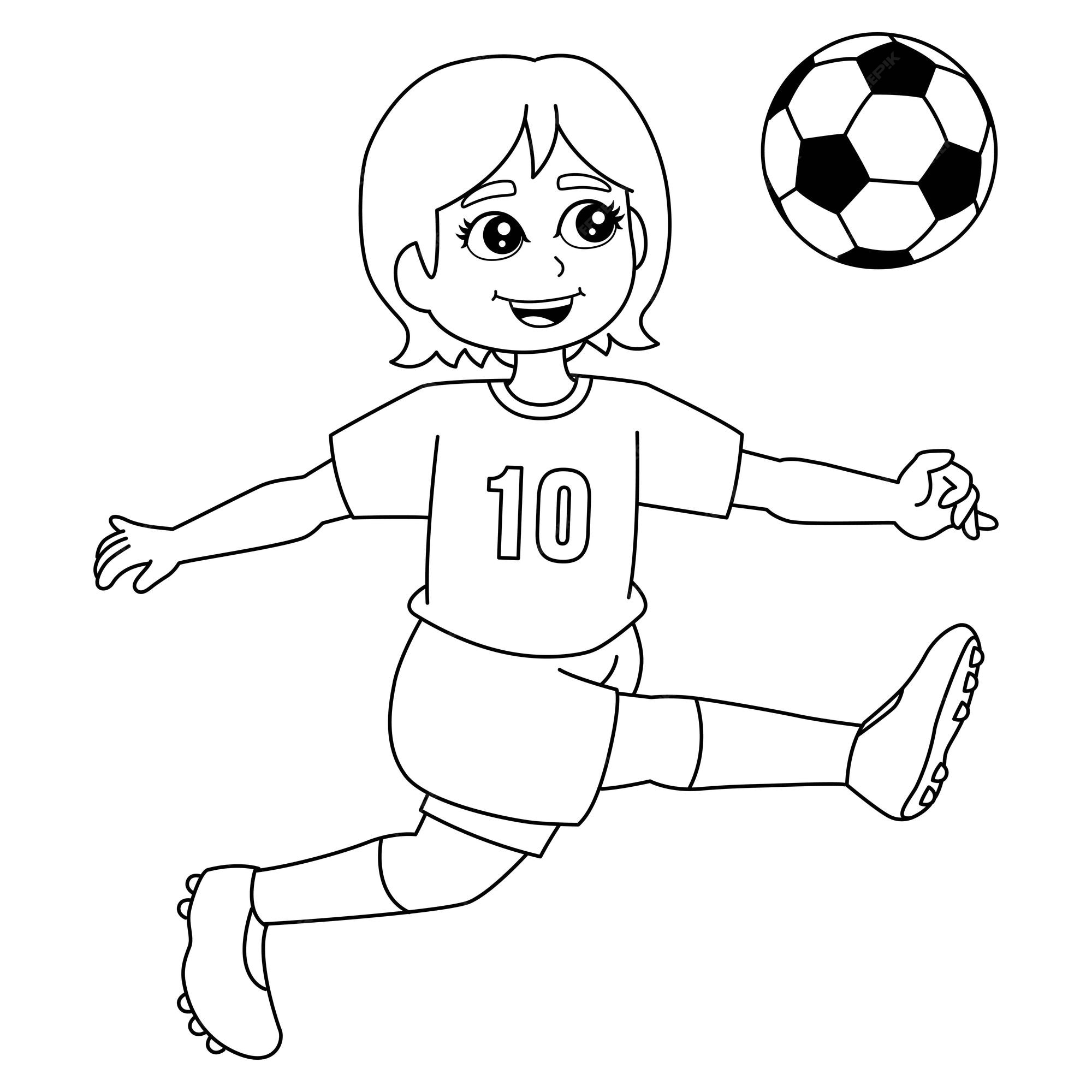 Desenho de jogadora de futebol para colorir