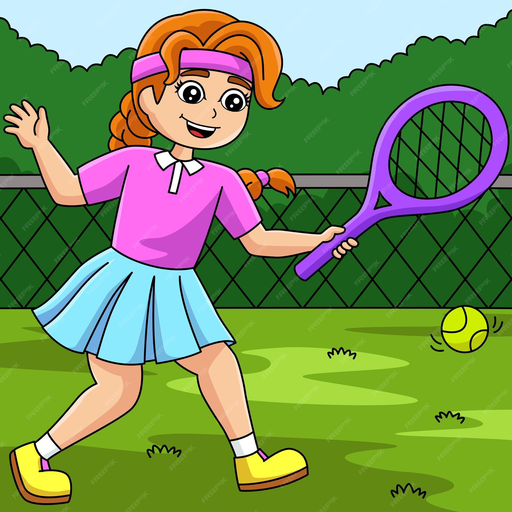 Menina Jogando Futebol Ilustração Colorida Dos Desenhos Animados