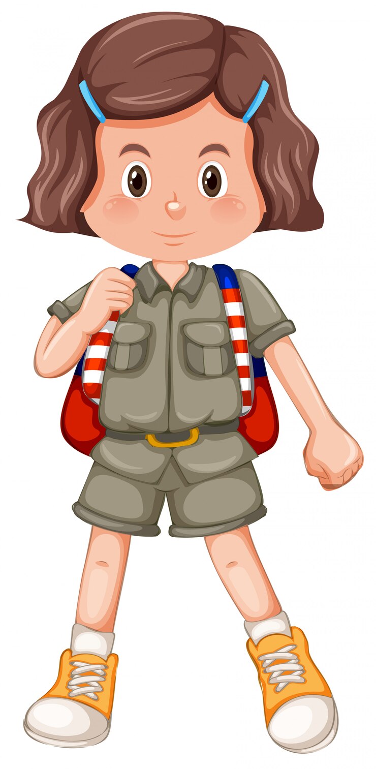 Vetor menina jovem morena safari