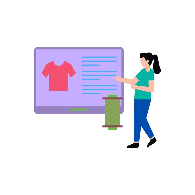 Vetor menina olhando design de roupas
