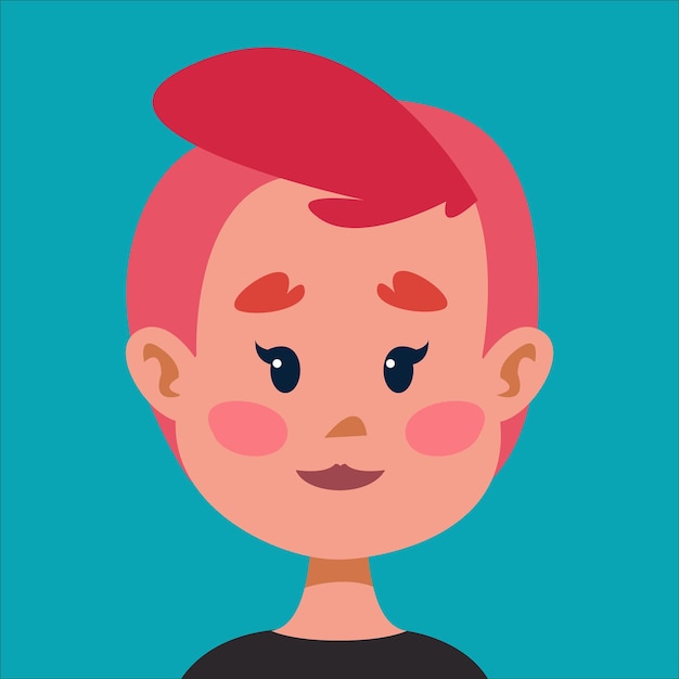 Menina rechonchuda com cabelo curto rosa lgbt avatar retrato de um personagem fofo ilustração vetorial