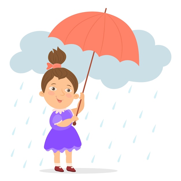Menina segurando guarda-chuva na chuva
