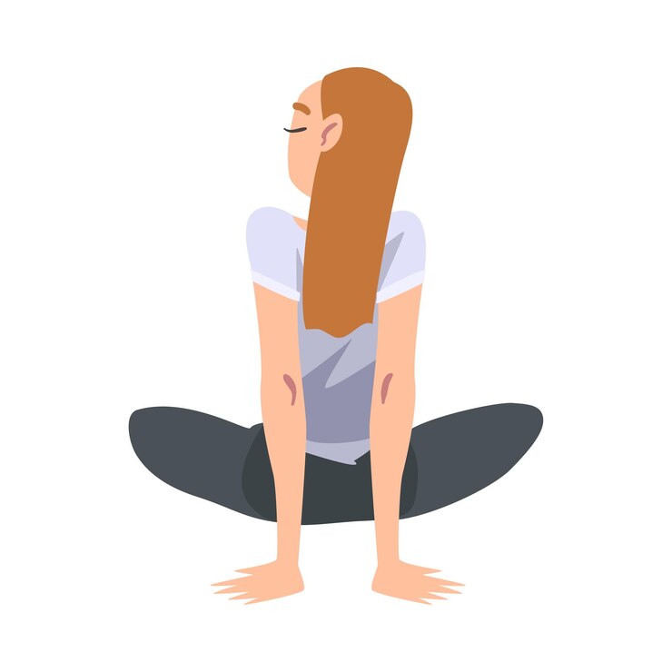Vetor menina sentada no chão com as pernas cruzadas ilustração vetorial de desenho animado