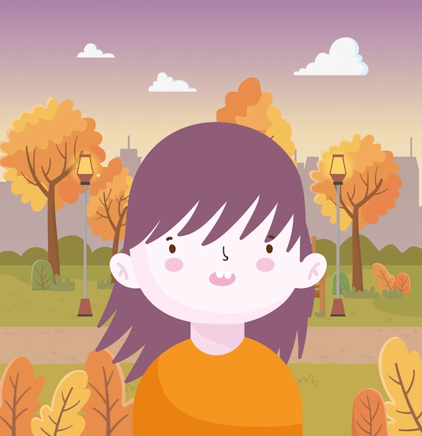 Menina sorridente na natureza parque ao ar livre