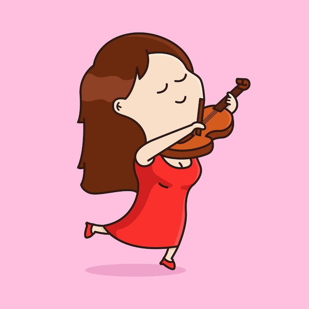Menina tocando desenho de violino