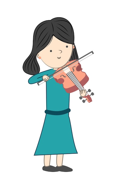 Vetor menina tocando violino isolado no fundo branco ilustração vetorial