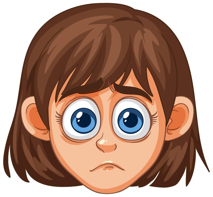 Vetor menina triste com olhos grandes