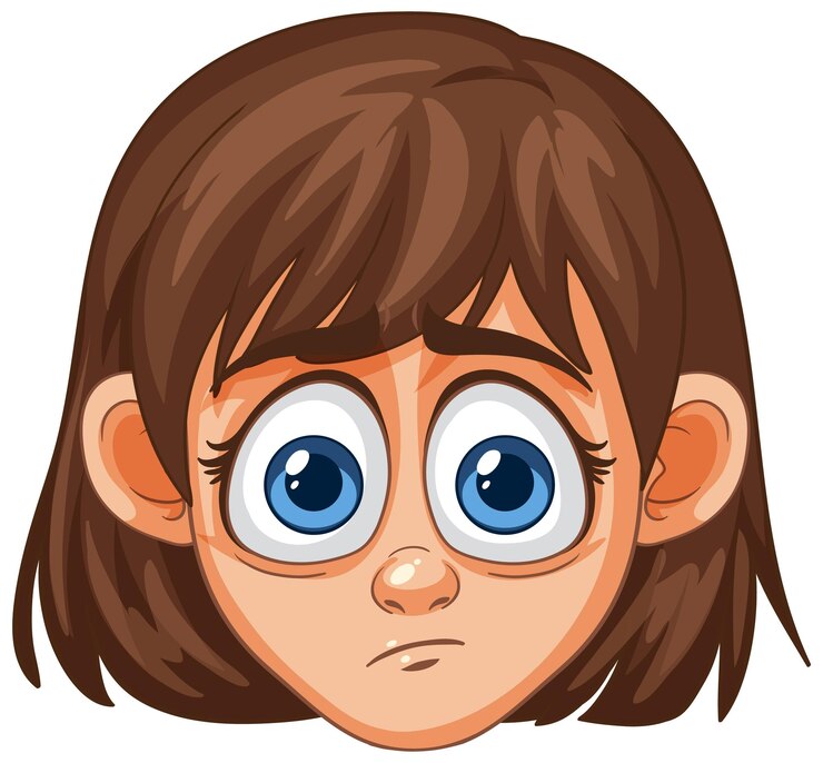 Vetor menina triste com olhos grandes
