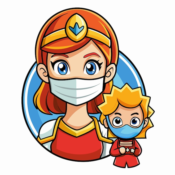 Vetor menina usando uma máscara protetora ilustração para a conscientização sobre o coronavírus