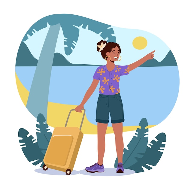 Vetor menina vai viajar