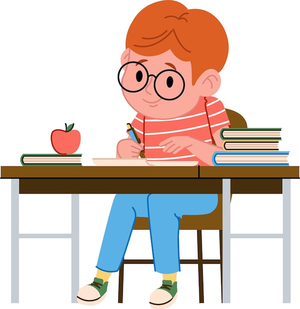 Menino a estudar à secretária