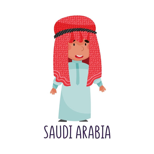 Menino alegre vestindo traje nacional da Arábia Saudita Ilustração vetorial