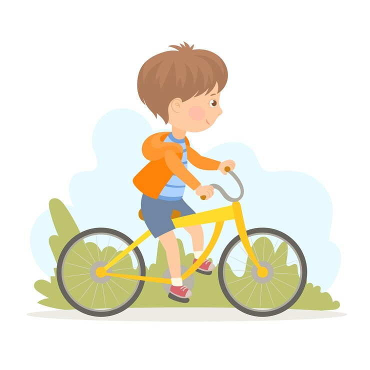 Vetor menino anda de bicicleta para salvar nosso estilo de vida ecológico mundial para um ambiente melhor