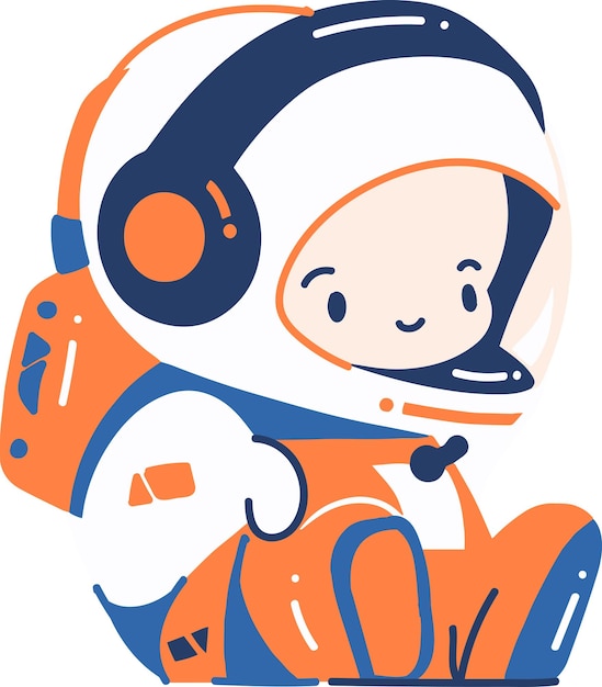 Menino astronauta desenhado à mão em estilo simples, isolado no fundo