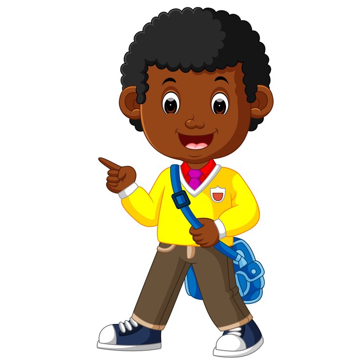 menino bonito ir para escola dos desenhos animados