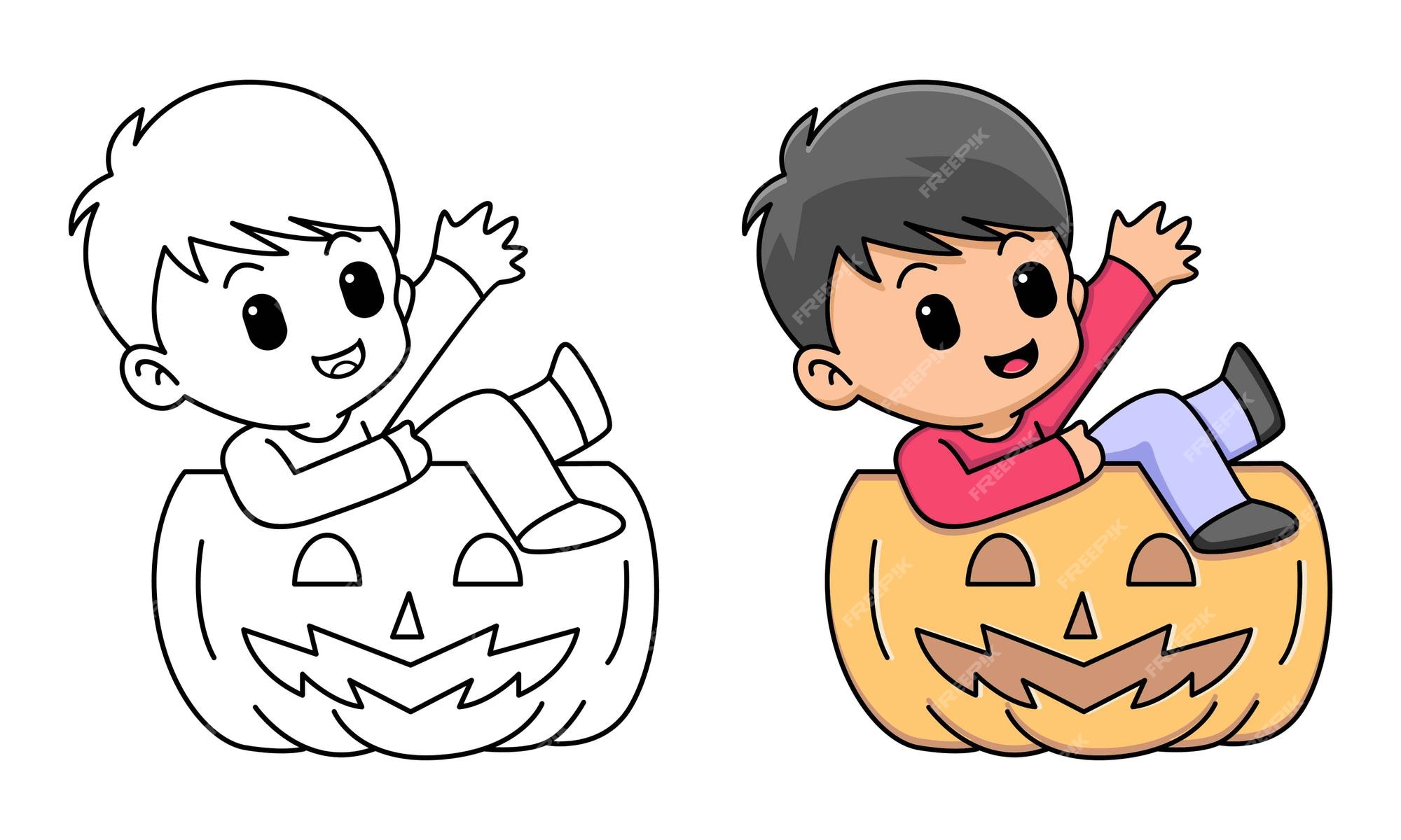 desenho de abóbora de halloween 2 camadas para colorir para crianças  7528043 Vetor no Vecteezy