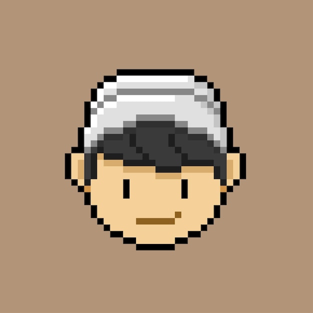 Menino com boné branco no estilo pixel art