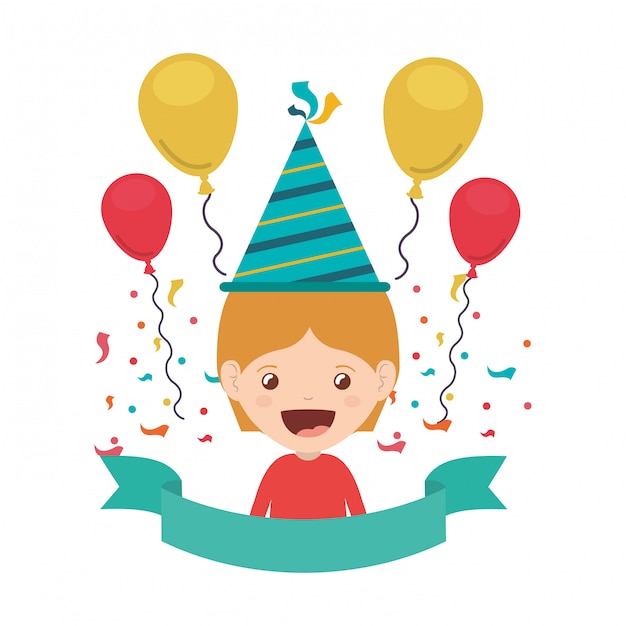 Menino, com, chapéu partido, em, aniversário, celebração
