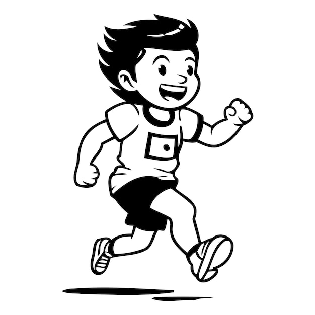 Vetor menino correndo ilustração vetorial isolada em fundo branco estilo de desenho animado