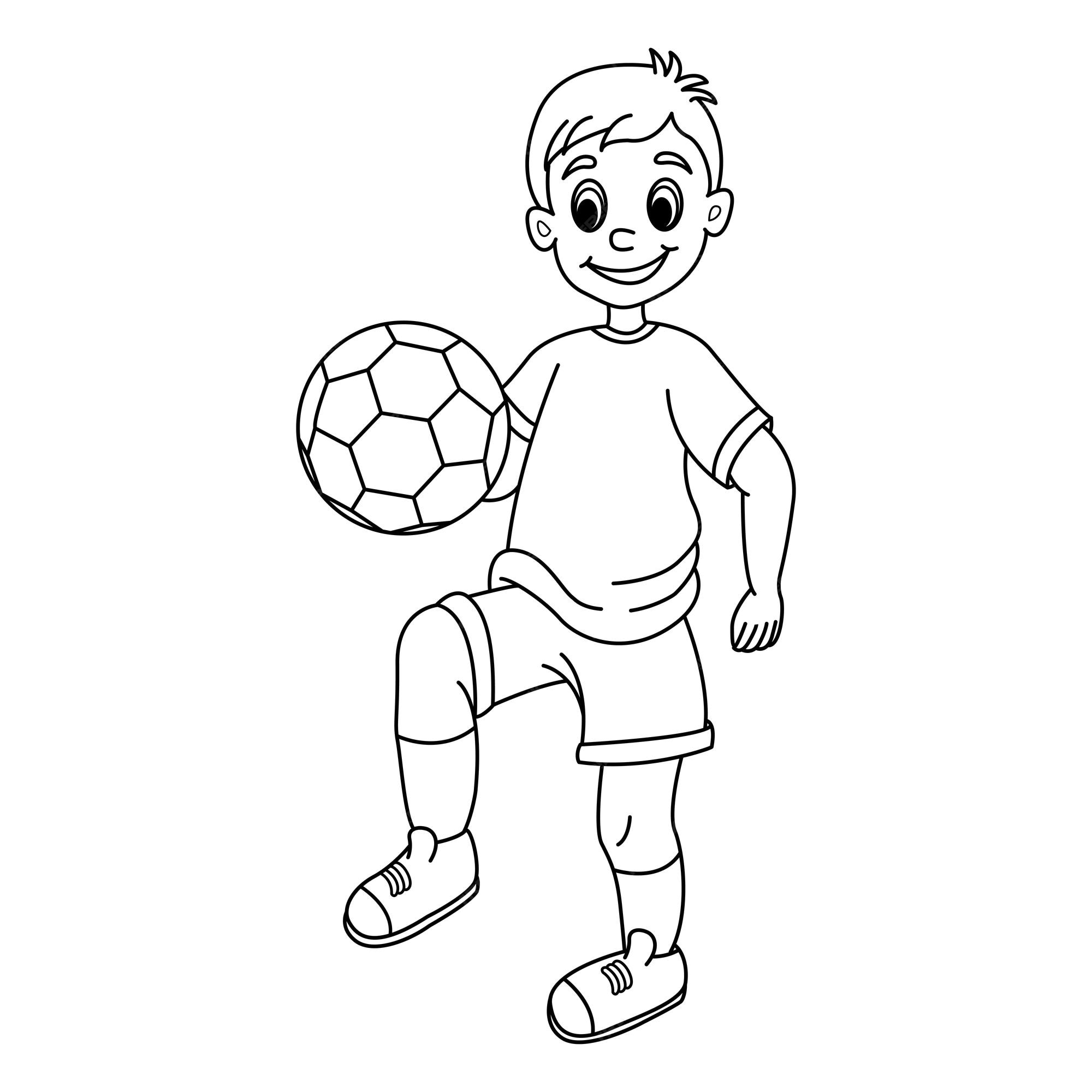 Desenho de Jovem Garoto Jogando Futebol para colorir