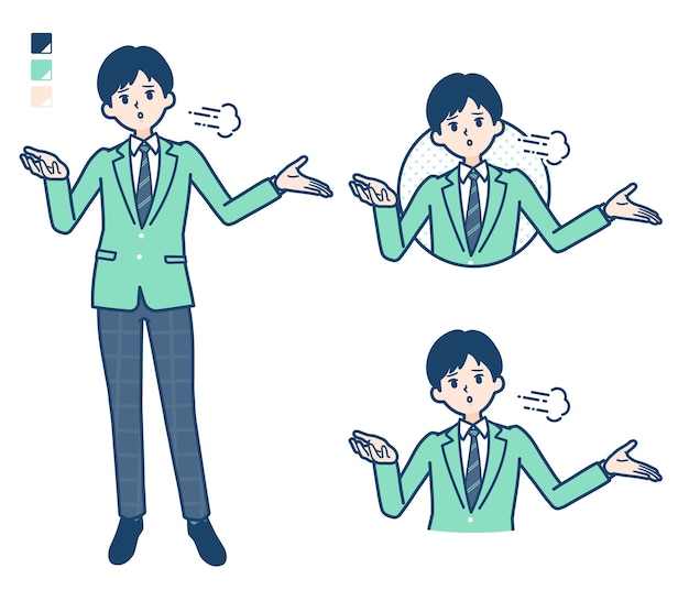 Menino de escola simples Green Blazerdespairgestture