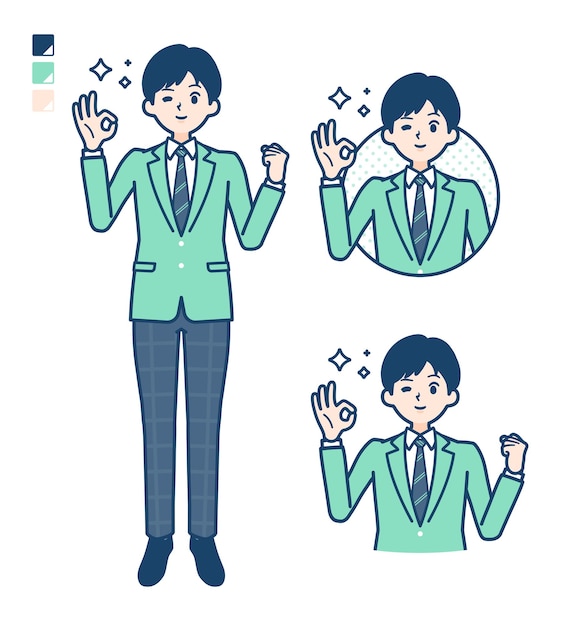 Menino de escola simples Green BlazerOKsign