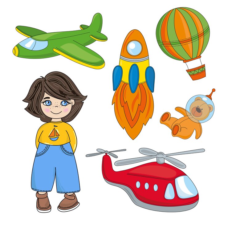 Vetor menino dream crianças jogo cartoon ilustração vetorial conjunto