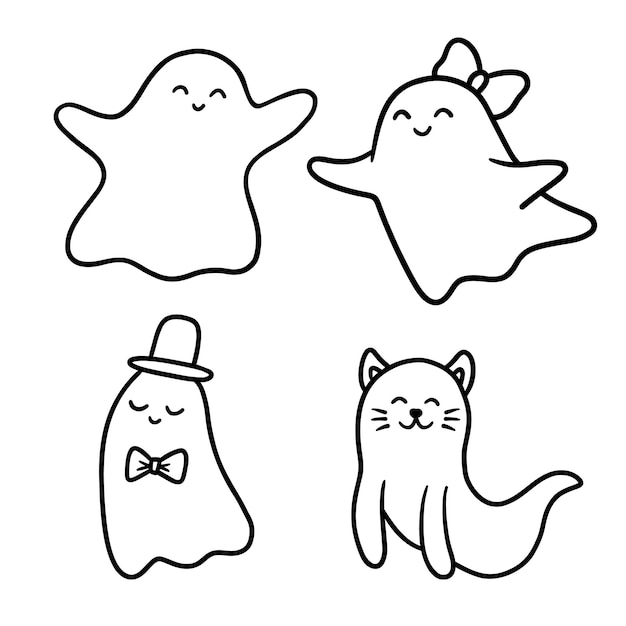 Bonito Desenho Animado Halloween Fantasma. Pixel Perfeito, Editável Traço  Linha De Arte Ícone Royalty Free SVG, Cliparts, Vetores, e Ilustrações  Stock. Image 176396730