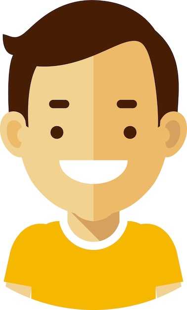 Vetor menino em ícone de rosto de avatar de camisa amarela em estilo plano