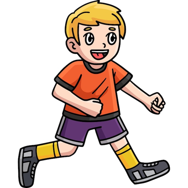 Vetor menino feliz caminhando desenho animado clipart colorido
