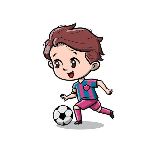 Menino Jogando Futebol Desenho Animado Personagem Adesivo Ilustração imagem  vetorial de blueringmedia© 510819984