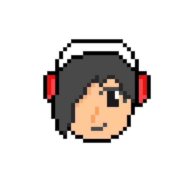 Menino fone de ouvido com estilo pixel art