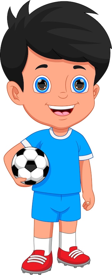 Desenho de menino jogando futebol no fundo branco