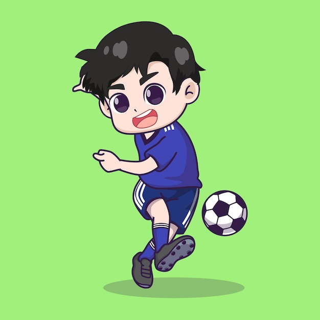 Jogador De Futebol De Menino Jovem Feliz No Estilo Dos Desenhos Animados Do  Mangá Do Anime Royalty Free SVG, Cliparts, Vetores, e Ilustrações Stock.  Image 20686654