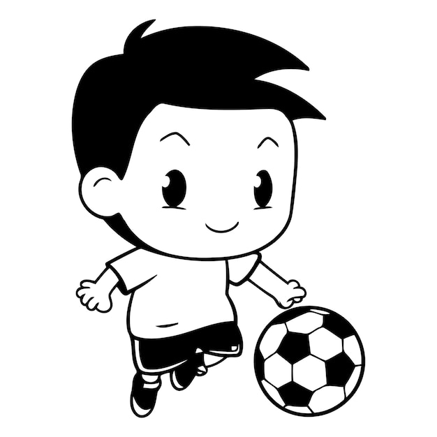 Vetor menino jogando futebol ilustração vetorial de desenho animado aaa