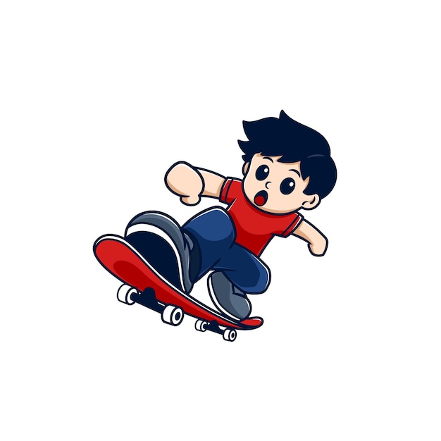 Vetor menino jogando skateboard desenho animado 1