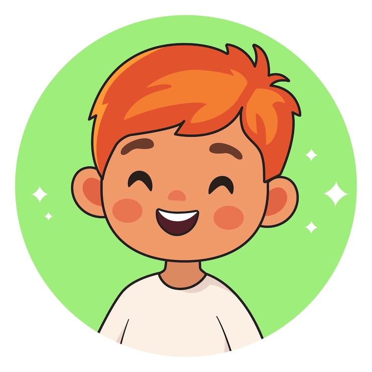 Menino ruivo sorridente criança feliz Avatar para redes sociais Ilustração vetorial