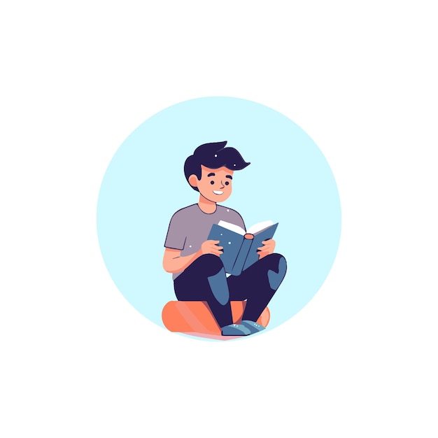 menino sentado lendo uma história em um livro