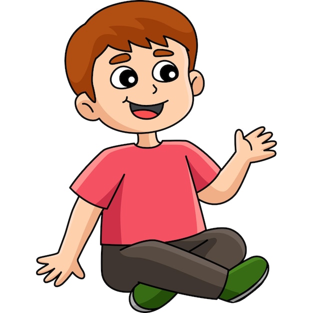 Menino sentado primavera desenhos animados coloridos clipart