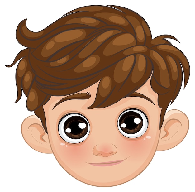 Menino sorridente com olhos grandes