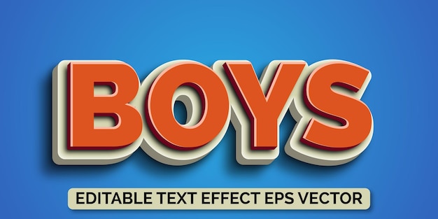 Vetor meninos cor vermelha editável efeito de texto 3d eps vetor