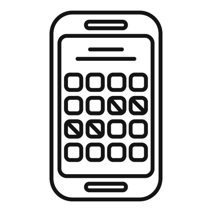 Vetor menopausa telefone calendário ícone contorno vetor depressão dor de cabeça