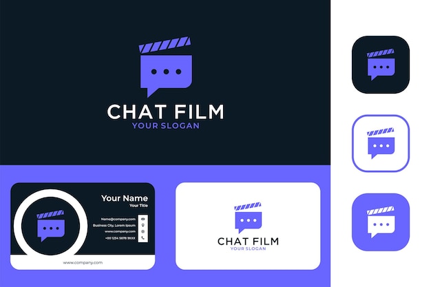 Mensagem de bate-papo moderna com design de logotipo de filme e cartão de visita