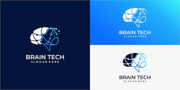 Mente de cabeça humana e logotipo de tecnologia