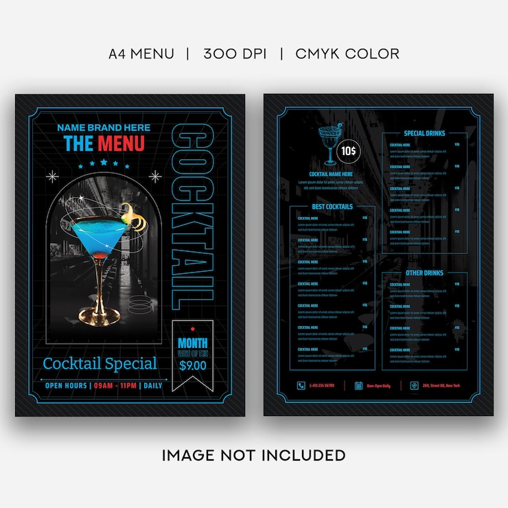Vetor menu cocktail